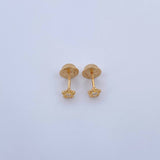 Stud Earrings Flower 0.5gr / White Zircon Yellow Gold 18K &