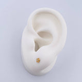 Stud Earrings Flower 0.5gr / White Zircon Yellow Gold 18K &