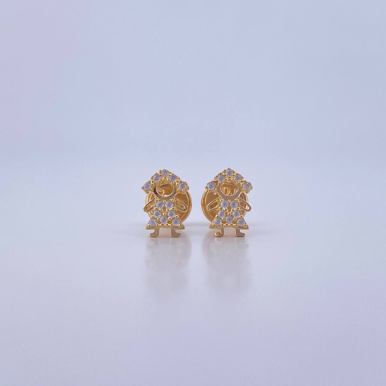 Topos Niña 0.85gr / Circones Blancos Oro Amarillo 18K &
