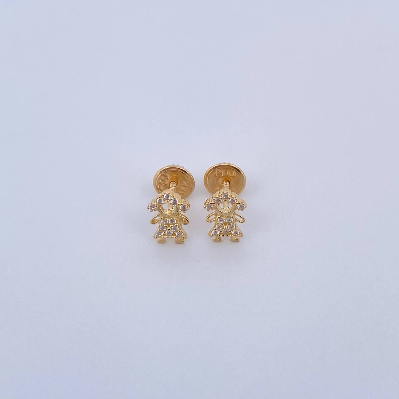 Topos Niña 0.85gr / Circones Blancos Oro Amarillo 18K &