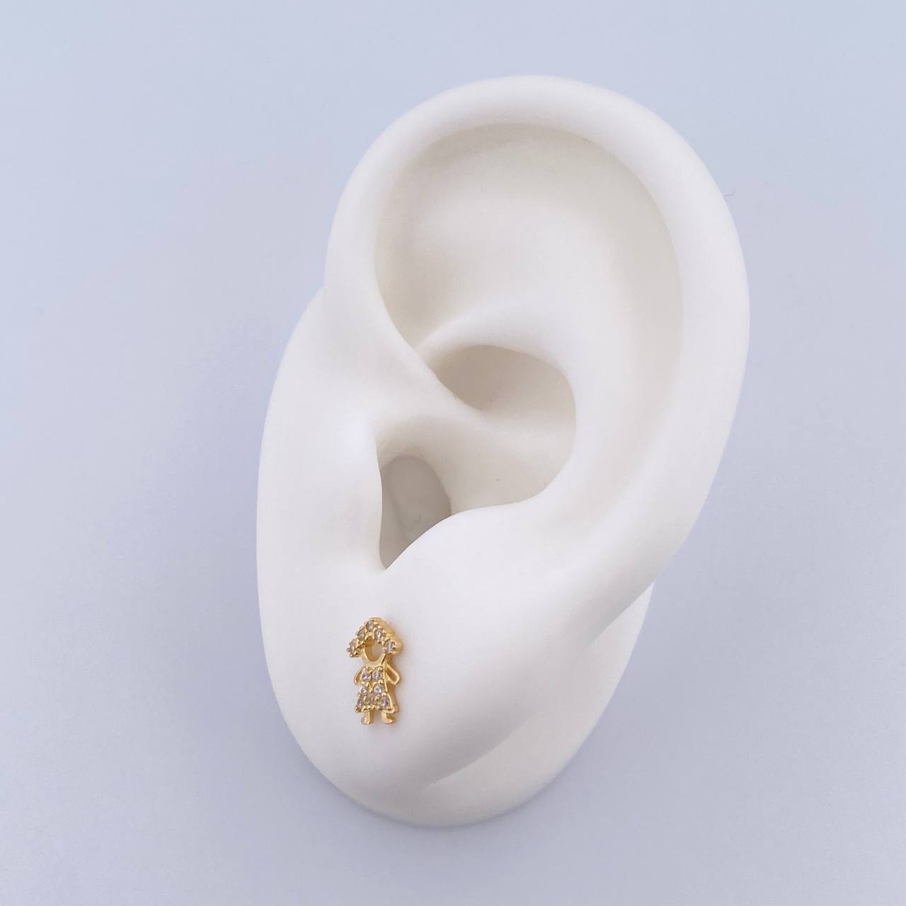 Topos Niña 0.85gr / Circones Blancos Oro Amarillo 18K &