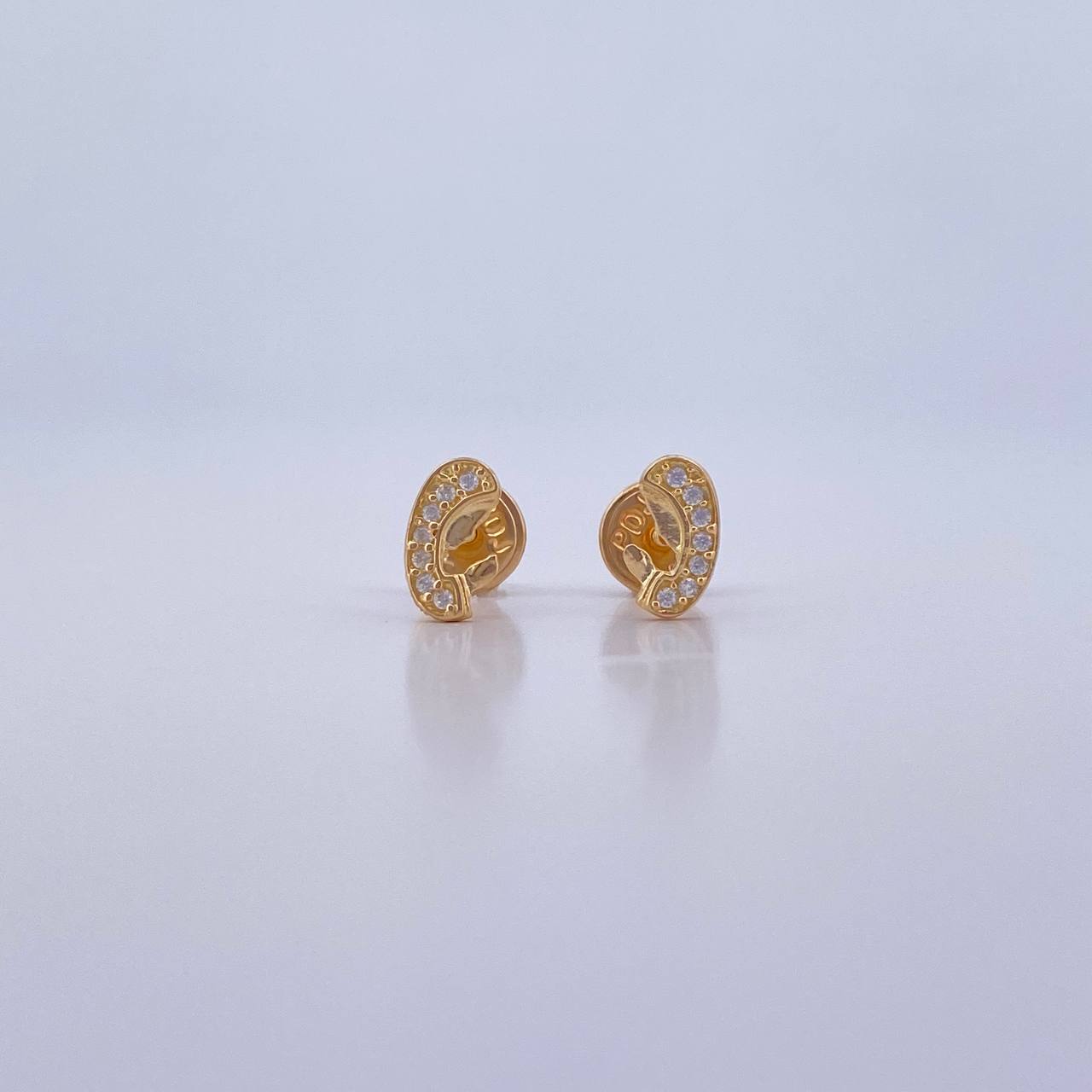 Stud Earrings Virgin Mary 0.9gr / White Zircons 18K Yellow Gold &