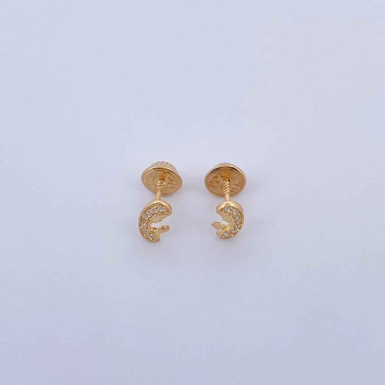 Stud Earrings Virgin Mary 0.75gr / White Zircons 18K Yellow Gold &