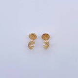 Stud Earrings Virgin Mary 0.9gr / White Zircons 18K Yellow Gold &