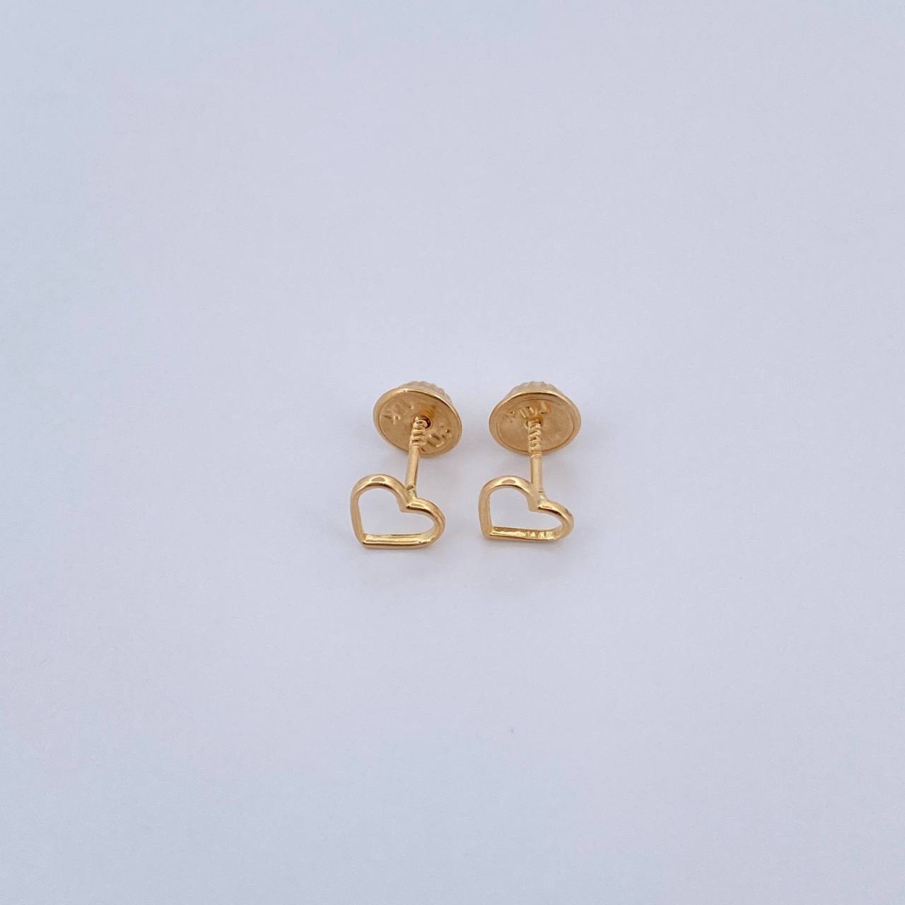 Stud Earrings Heart Silhouette 0.55gr / Polished 18K Yellow Gold &