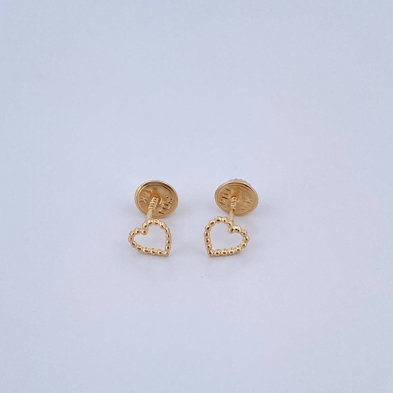 Stud Earrings Heart Silhouette 0.55gr / Yellow Gold 18K Dotted &