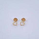 Stud Earrings Heart Silhouette 0.55gr / Yellow Gold 18K Dotted &