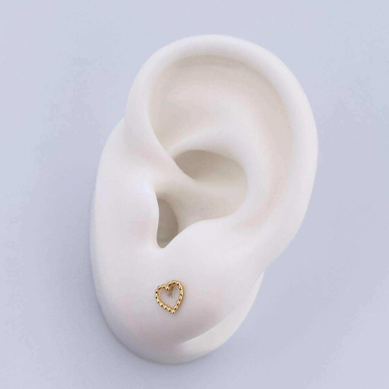 Stud Earrings Heart Silhouette 0.55gr / Yellow Gold 18K Dotted &