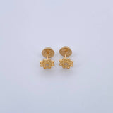 Stud Earrings Mandala 0.7gr / White Zircon Yellow Gold 18K &