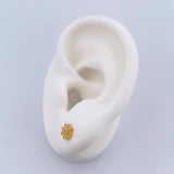 Stud Earrings Mandala 0.7gr / White Zircon Yellow Gold 18K &