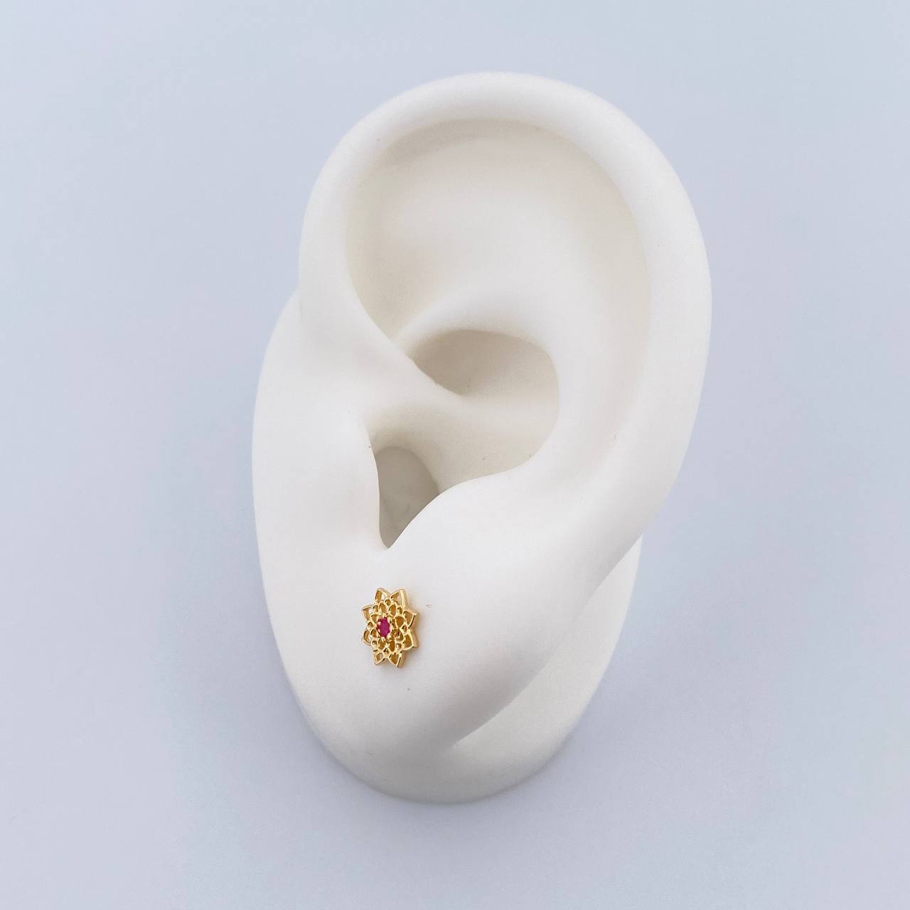 Topos Mandala 0.7gr / Circon Fucsia Oro Amarillo 18K &
