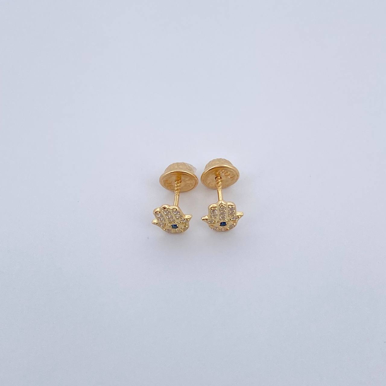 Topos Mano Hamsa 0.8gr / Circones Azul Blancos Oro Amarillo 18K &