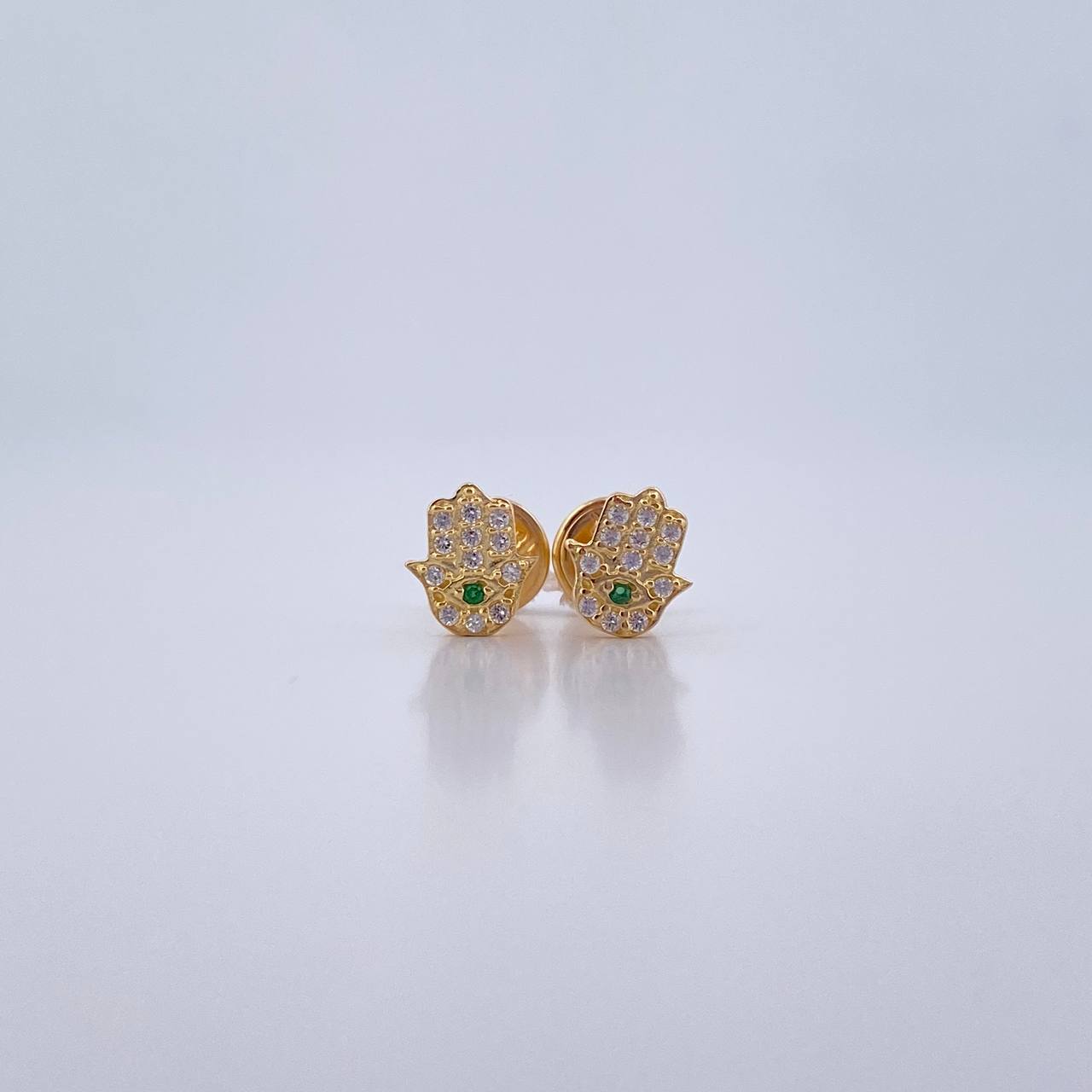 Topos Mano Hamsa 0.8gr / Circones Verde Blancos Oro Amarillo 18K &