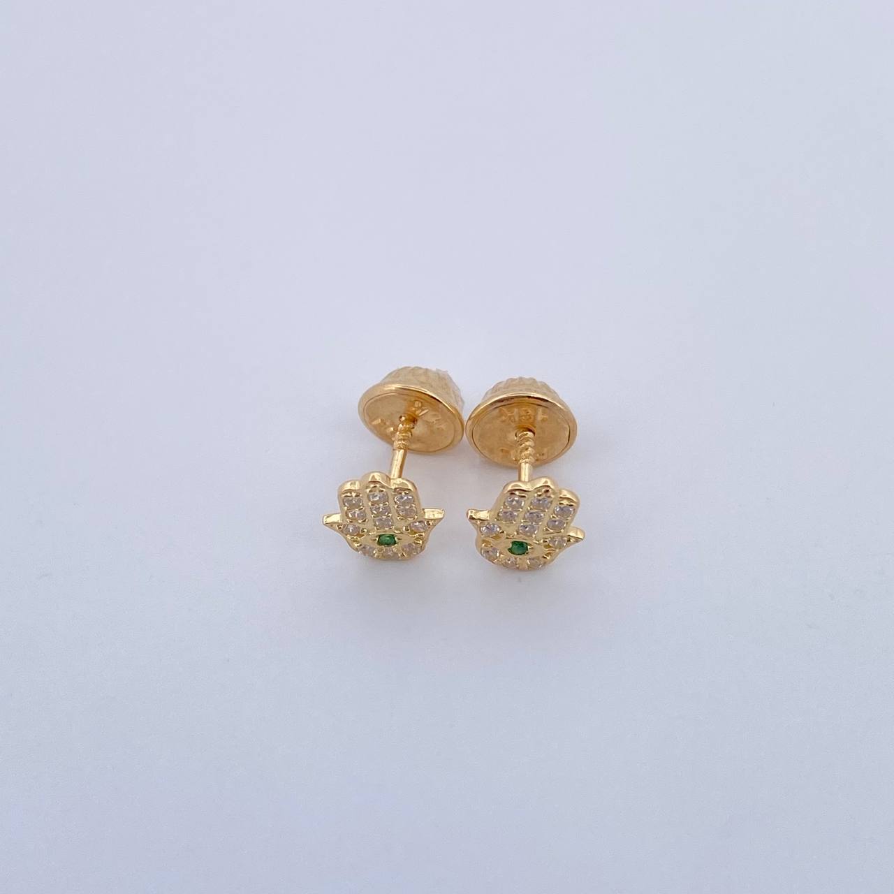 Topos Mano Hamsa 0.8gr / Circones Verde Blancos Oro Amarillo 18K &
