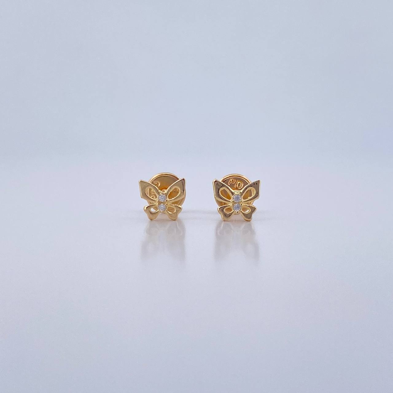 Topos Mariposa 0.6gr / Circones Blancos Oro Amarillo 18K &