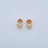 Topos Mariposa 0.6gr / Circones Blancos Oro Amarillo 18K &