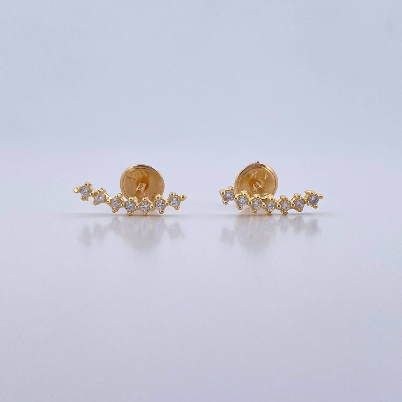Stud Earrings Line 0.8gr / White Zircons 18K Yellow Gold &