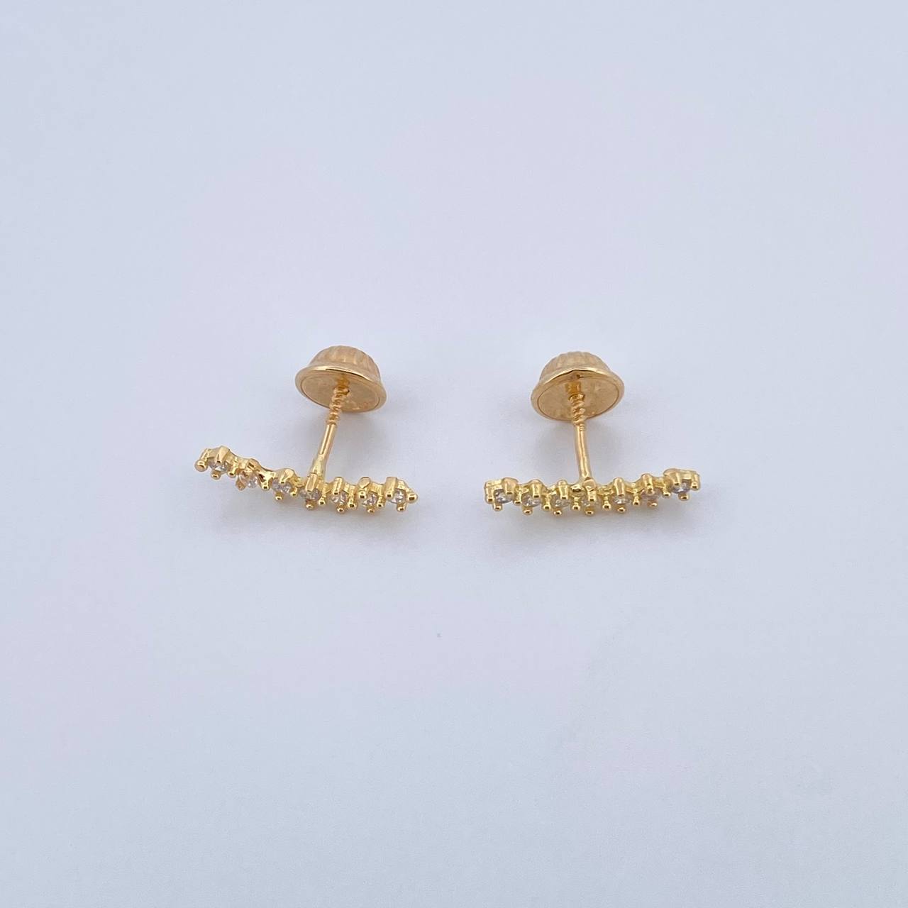 Stud Earrings Line 0.8gr / White Zircons 18K Yellow Gold &