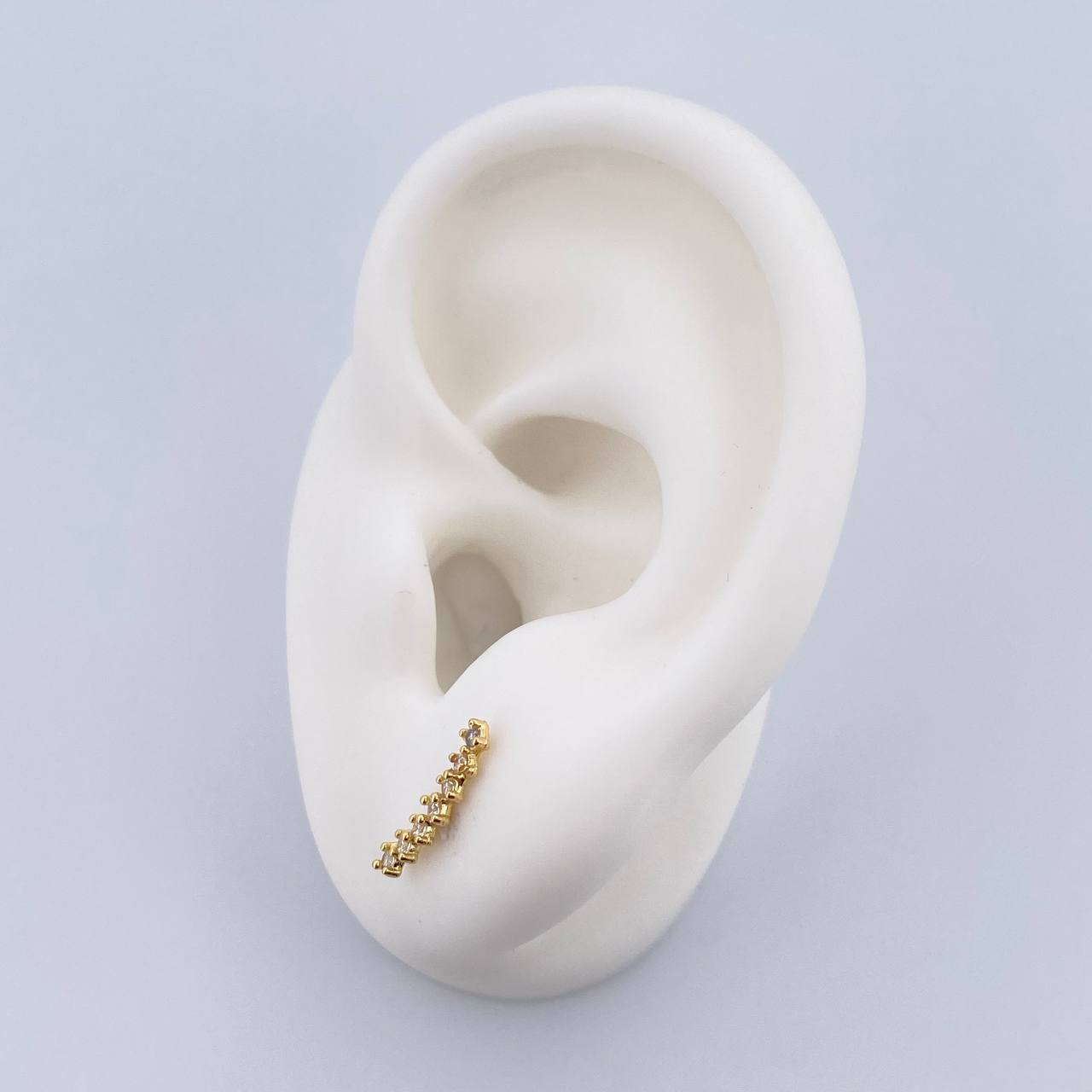 Stud Earrings Line 0.8gr / White Zircons 18K Yellow Gold &