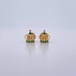 Stud Earrings Corona Real 0.85gr / White Green Zircons 18K Yellow Gold &