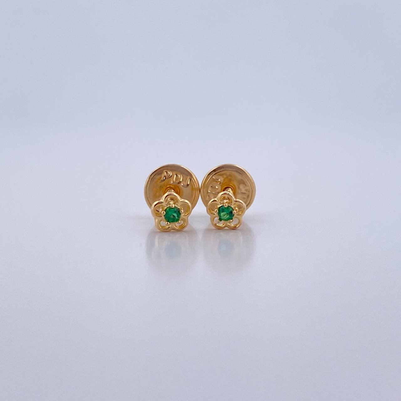 Topos Flor 0.45gr / Circon Verde Oro Amarillo 18K &