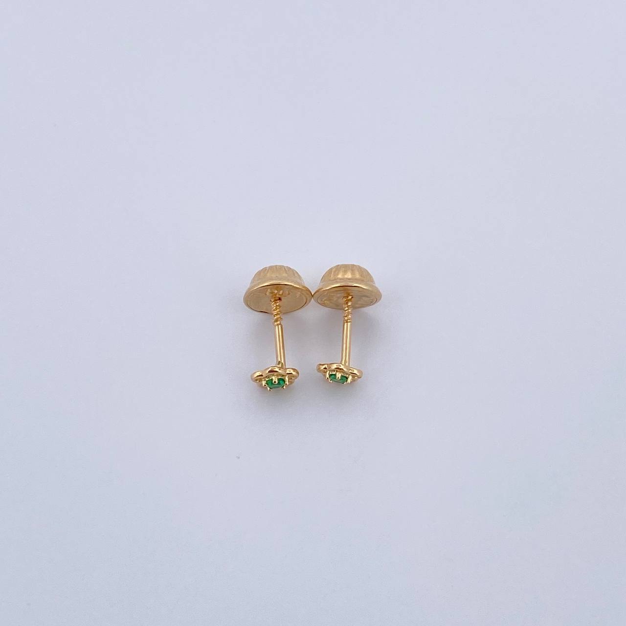 Topos Flor 0.45gr / Circon Verde Oro Amarillo 18K &