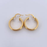 Hoop Earrings Iliana 4.1gr / 2.4cm / Striped 18K Yellow Gold &
