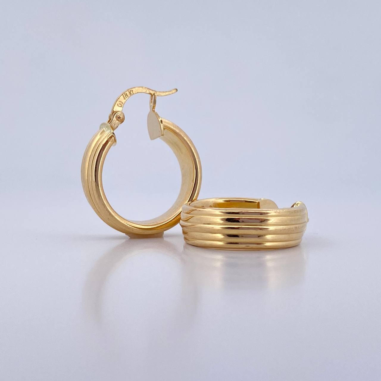 Hoop Earrings Iliana 4.1gr / 2.4cm / Striped 18K Yellow Gold &