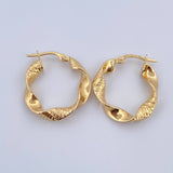 Candongas Remi 2.4gr / 2.4cm / Textura Cruzada Oro Amarillo 18K &