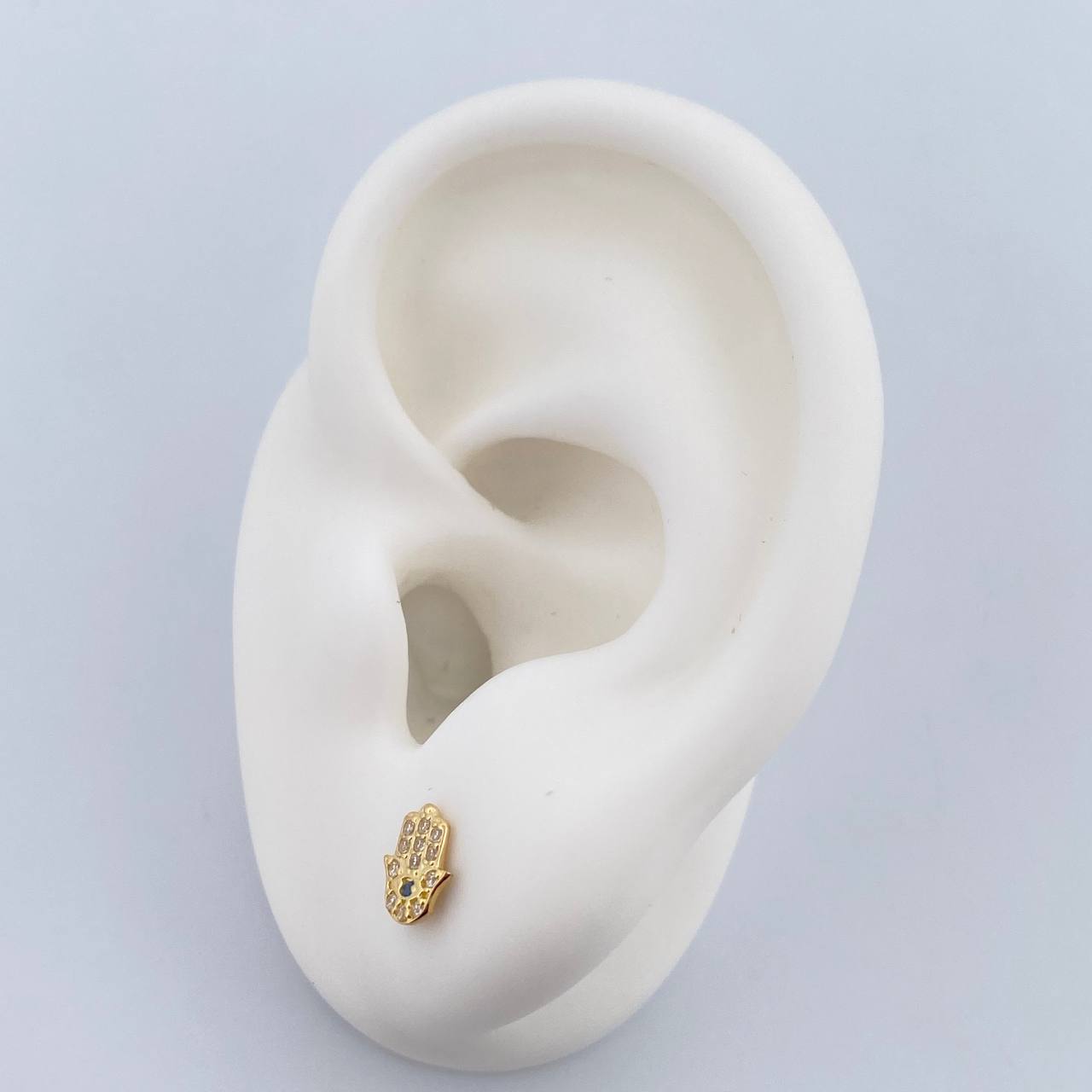 Topos Mano Hamsa 0.8gr / Circones Azul Blancos Oro Amarillo 18K &