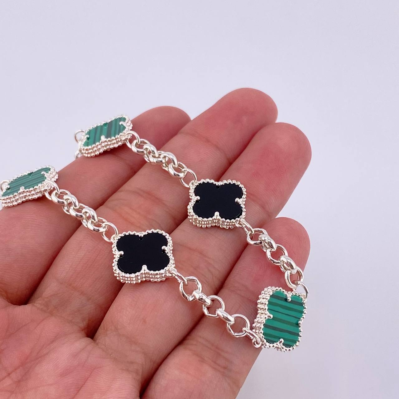 Adjustable Bracelet Classic Link Clover 7.6g / 8 in - 7 1/2 in / 4.5mm Silver 925
