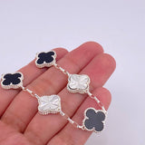 Adjustable Bracelet Double-Sided Clover Box 12.45g / 7 3/4 in - 7 1/4 in / 1.9mm Silver 925