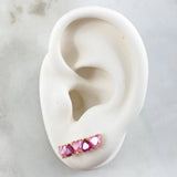 Hearts Set - Stud Earrings 1.8cm - Pendant 2.5cm - Ring Size 5 1/4 5.15 Pink Fuchsia Zircons Special Natural Pearl 18K Gold ©