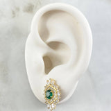 Set Nevada Hexagonal - Topos 1.7cm - Dije 2.5cm 5.65 - Circones Blancos Verde Nac.Esp. Oro 18K ©