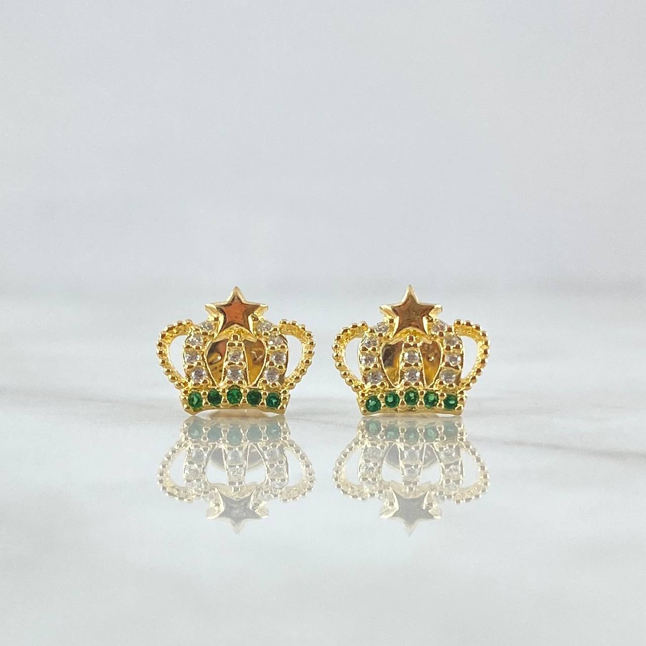 Topos Corona Estrella 1.55gr / 9mm / Circones Blancos Verdes Oro Amarillo 18K