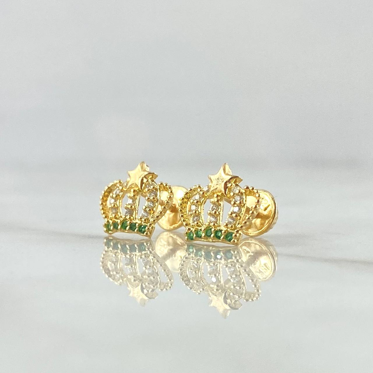 Topos Corona Estrella 1.55gr / 9mm / Circones Blancos Verdes Oro Amarillo 18K