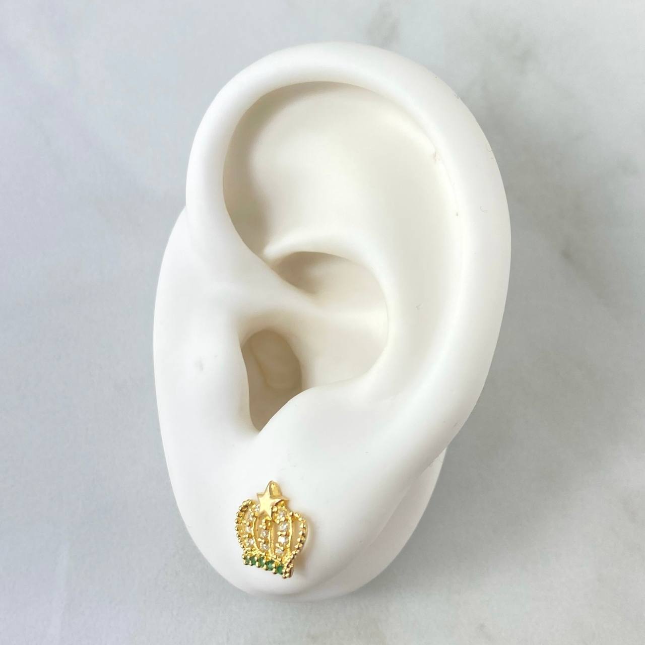 Topos Corona Estrella 1.55gr / 9mm / Circones Blancos Verdes Oro Amarillo 18K