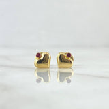 Topos Corazon 0.7gr / 7mm Circon Fucsia Oro Amarillo 18K