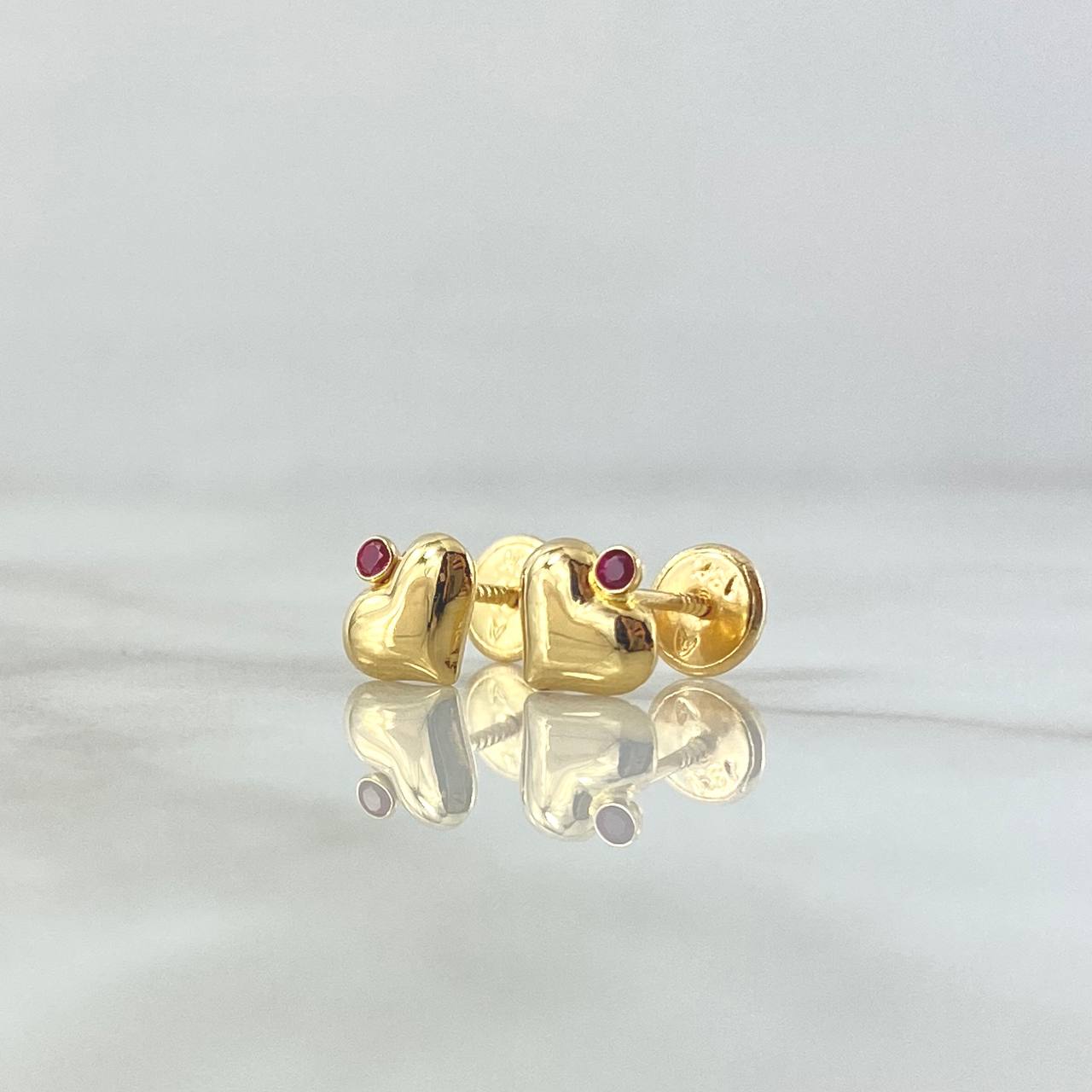 Topos Corazon 0.7gr / 7mm Circon Fucsia Oro Amarillo 18K