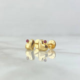 Topos Corazon 0.7gr / 7mm Circon Fucsia Oro Amarillo 18K