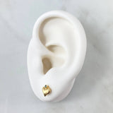 Stud Earrings Heart 0.7gr / 7mm Blue Zircon 18K Yellow Gold