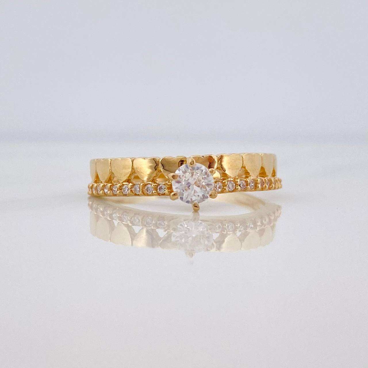 Anillo Churumbela Corazones 2.5 g / T7 1/2 Oro Amarillo 18K
