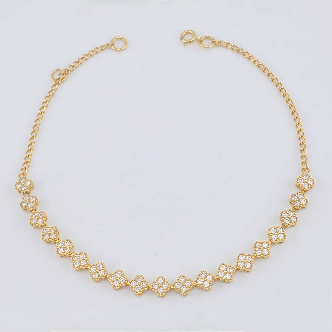 Pulso Modulable Tenis Floreado 3.8 g / 7 1/2 in - 7 in / 4,15 mm Oro Amarillo 18K