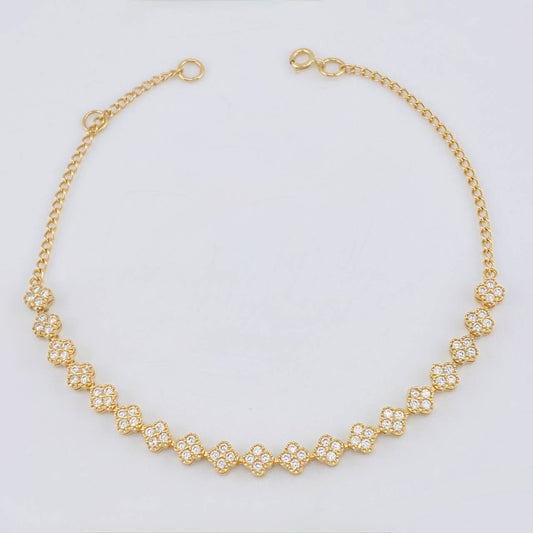 Pulso Modulable Tenis Floreado 3.8 g / 7 1/2 in - 7 in / 4,15 mm Oro Amarillo 18K