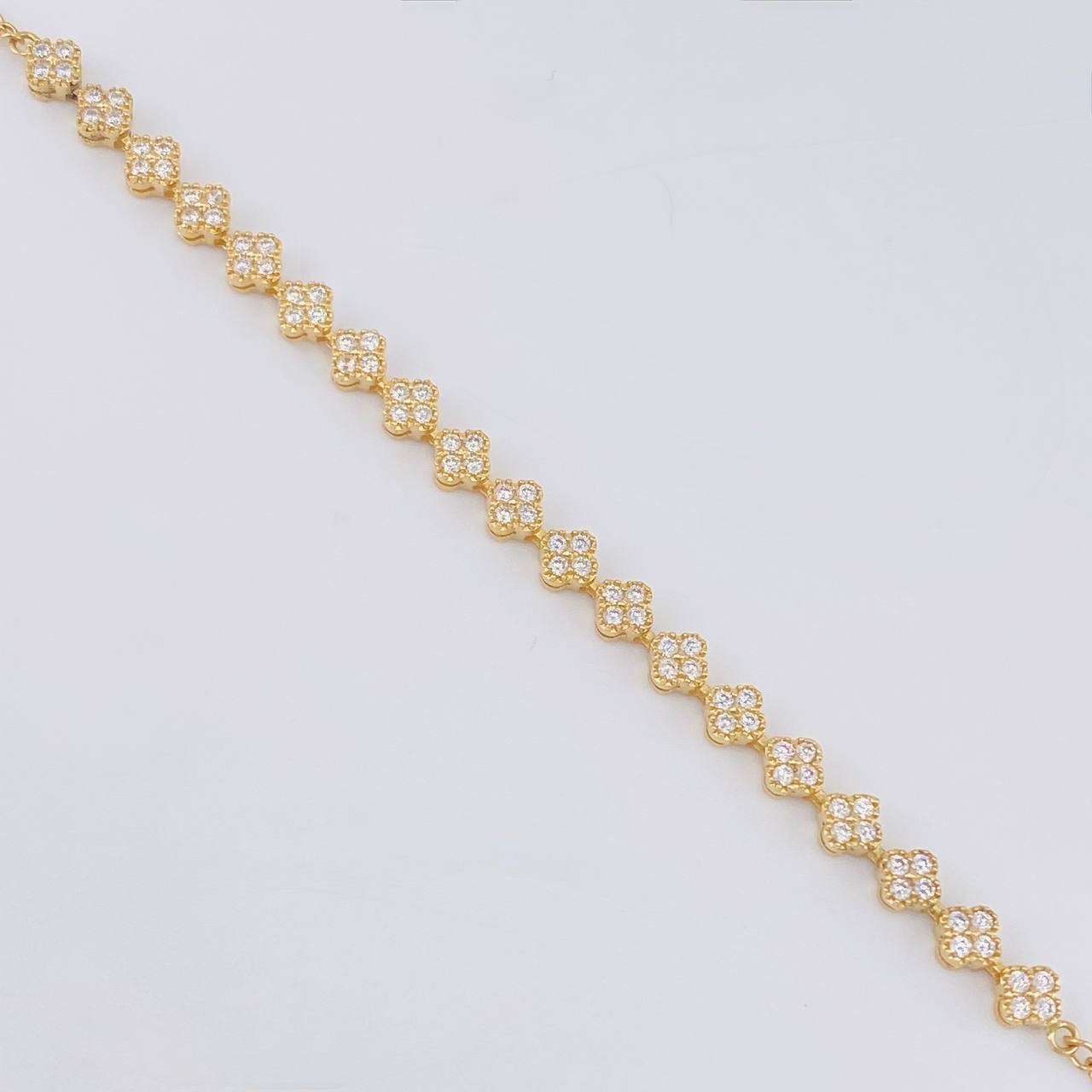 Pulso Modulable Tenis Floreado 3.8 g / 7 1/2 in - 7 in / 4,15 mm Oro Amarillo 18K