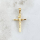 Dije Cristo Cruz 1.6gr / 3.9cm / Lisa Cargador Bordeado Oro Amarillo 18K *
