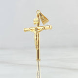 Dije Cristo Cruz 1.6gr / 3.9cm / Lisa Cargador Bordeado Oro Amarillo 18K *