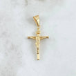 Dije Cristo Crúz Bastón 1.2gr / 3.5cm / Lisa Cargador Bordeado Oro Amarillo 18K ©