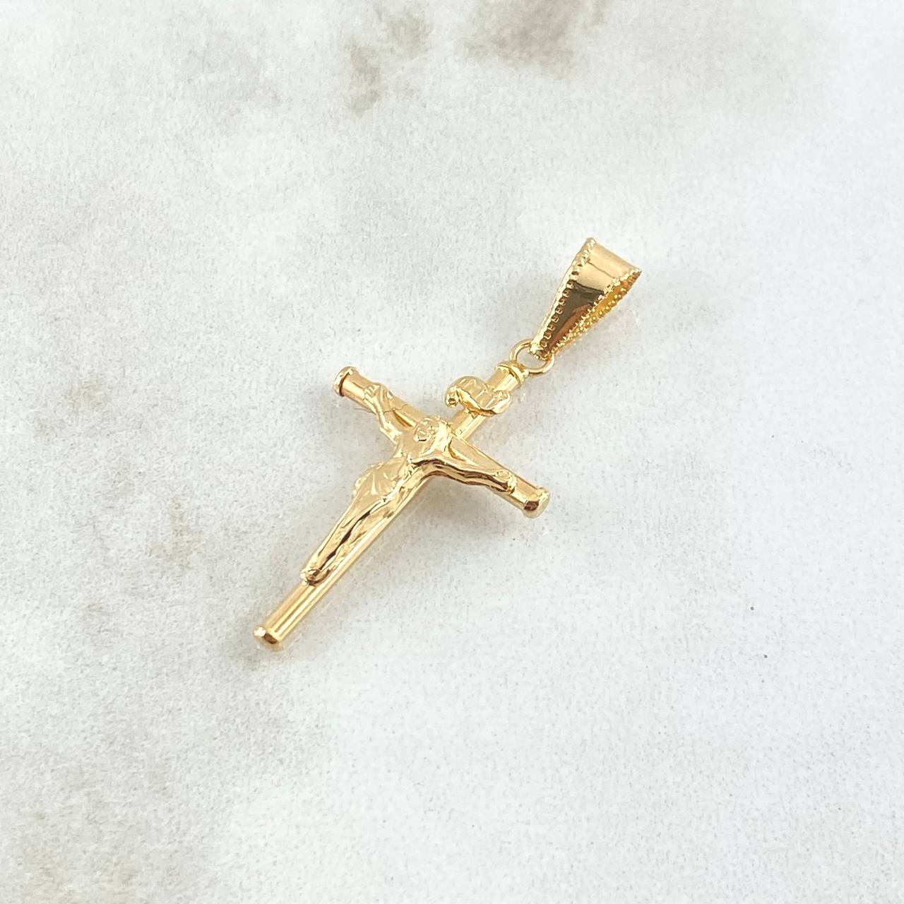 Pendant Christ Cross Staff 1.15gr / 3.5cm / Polished Charger Edged 18K Yellow Gold
