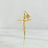 Dije Cristo Cruz 1.15gr / 3.5cm / Lisa Cargador Bordeado Oro Amarillo 18K *